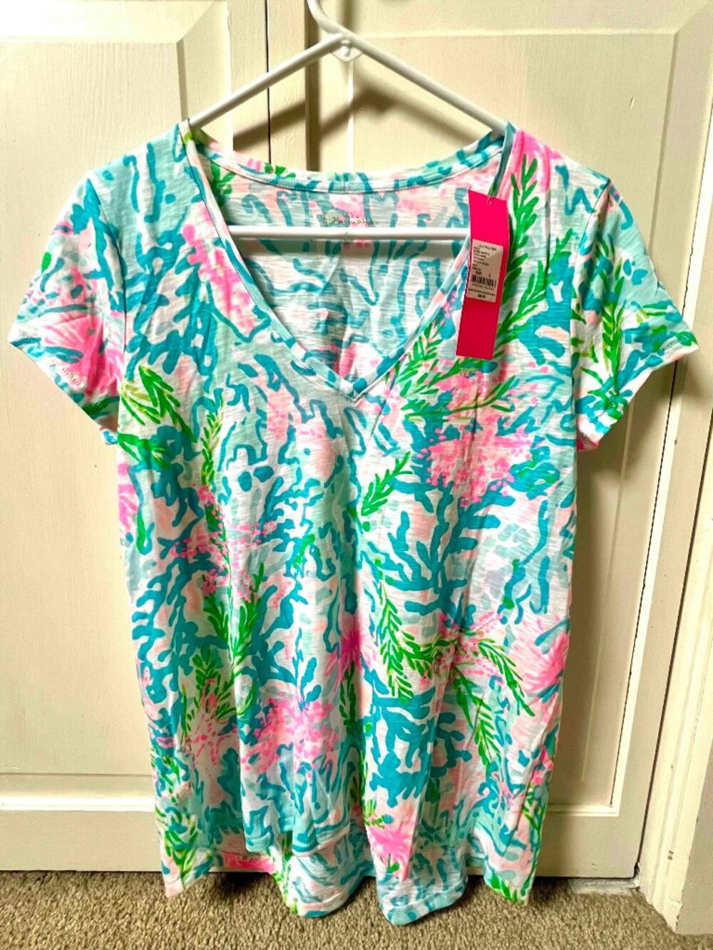 NWT Lilly Pulitzer Etta top, Coral Bay Pattern, Size Small, $30